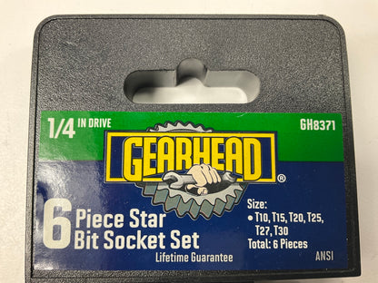 Gearhead GH8371 1/4'' Drive Star Bit Torx Socket Set- 6 Piece