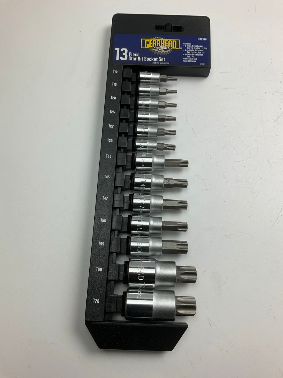 Gearhead GH8376 TORX Star Bit Socket Set, 13-Piece, T10, T15, T20, T25 - T70