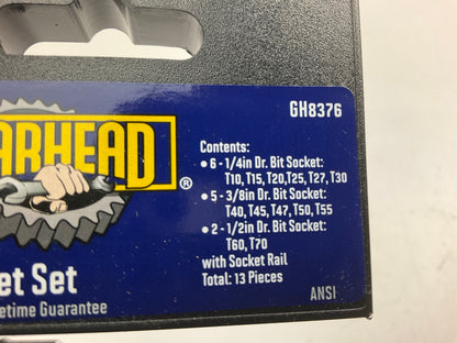 Gearhead GH8376 TORX Star Bit Socket Set, 13-Piece, T10, T15, T20, T25 - T70 Type 2