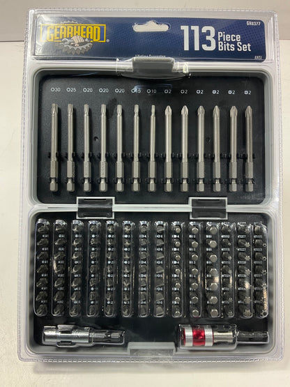 Gearhead GH8377 1/4'' X 1'' & 3'' Long 113-Piece Screwdriver Bit Set