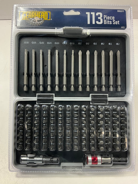 Gearhead GH8377 1/4'' X 1'' & 3'' Long 113-Piece Screwdriver Bit Set