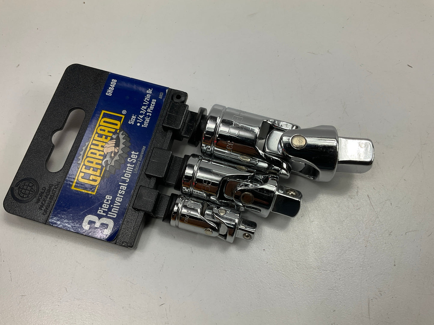 Gearhead GH8408 3 Piece Universal Jont Set, 1/4'', 3/8'' & 1/2'' Drive