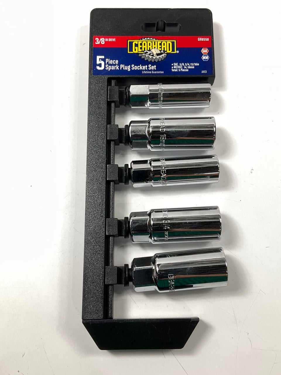 Gearhead GH8550 3/8'' Drive Spark Plug Socket Set, 5-Piece