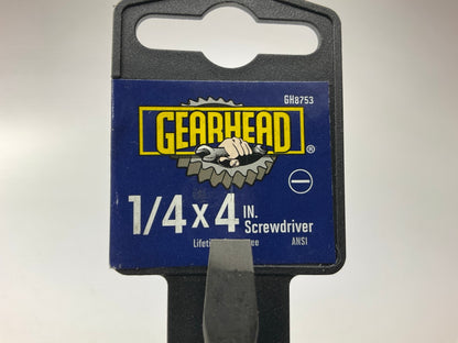 Gearhead GH8753 1/4'' Flat Blade X 4'' Screwdriver