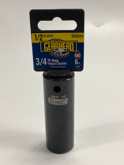 Gearhead GH9024 3/4'' Deep Impact Socket, 6 Point, 1/2'' Drive