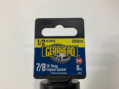 Gearhead GH9026 1/2'' Drive X 7/8 In Deep Impact SAE 6 Point Socket