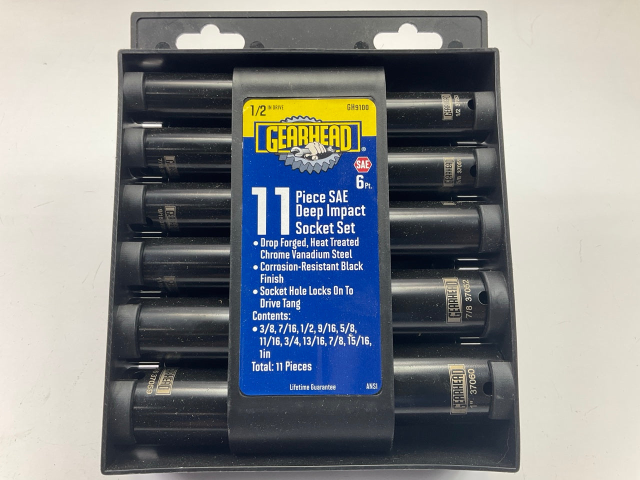 Gearhead GH9100 1/2'' Drive SAE Metric Deep Impact Socket Set - 11 Piece