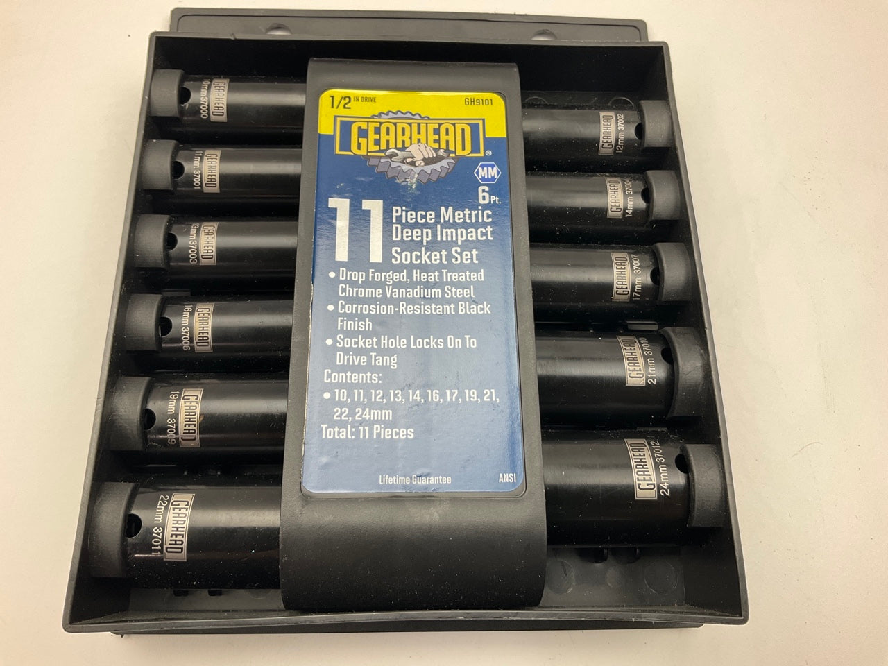 Gearhead GH9101 1/2'' Drive Metric Deep Impact Socket Set, 11-Piece