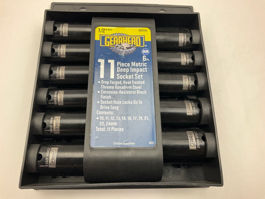 Gearhead GH9101 1/2'' Drive Metric Deep Impact Socket Set, 11-Piece