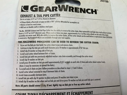 GearWrench 2031DD 3/4'' To 3'' Exhaust Tail Pipe Cutter - Cut Pipes 3/4'' To 3''