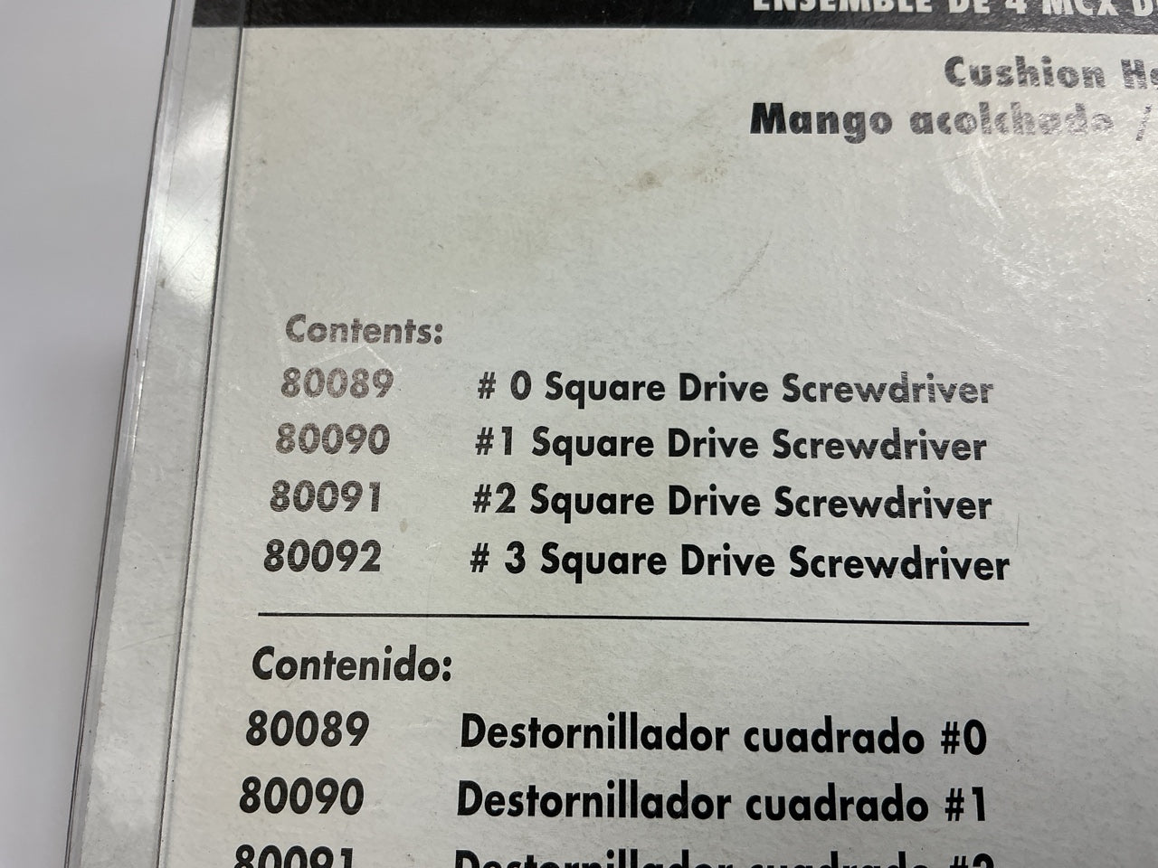 Gearwrench 80065 4 PC Square Drive Dual Material Screwdriver Set #0 #1 #2 #3