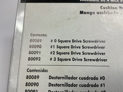 Gearwrench 80065 4 PC Square Drive Dual Material Screwdriver Set #0 #1 #2 #3