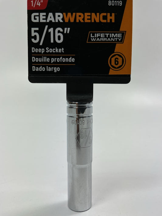 Gearwrench 80119 1/4'' Drive 6 Point Deep SAE Socket 5/16''
