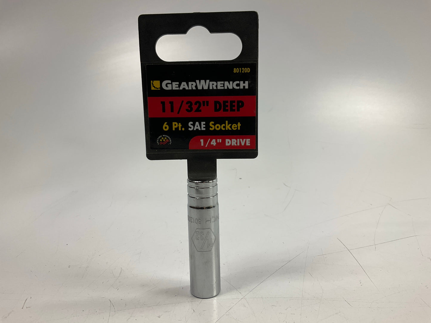 Gearwrench 80120D 11/32'' Deep, 1/4'' Drive, 6 Point SAE Socket