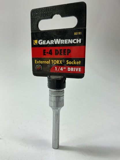 Gearwrench 80191 E-4 Deep External Torx Socket - 1/4'' Drive
