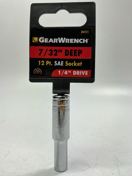 Gearwrench 80221 1/4'' Drive 12 Point Deep SAE Socket 7/32''