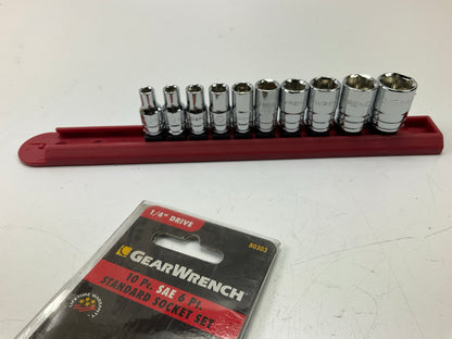 Gearwrench 80303 10 Piece 1/4'' Drive 6 Point Standard SAE Socket Set 3/16''-9/16''