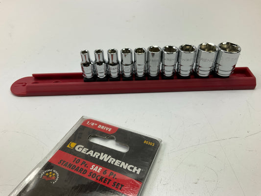 Gearwrench 80303 10 Piece 1/4'' Drive 6 Point Standard SAE Socket Set 3/16''-9/16''