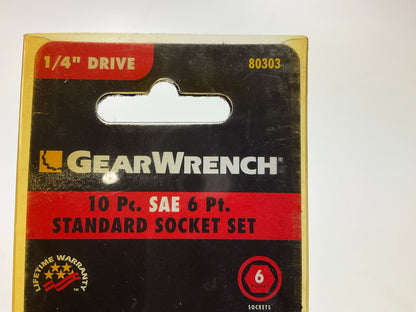 Gearwrench 80303 10 Piece 1/4'' Drive 6 Point Standard SAE Socket Set 3/16''-9/16''