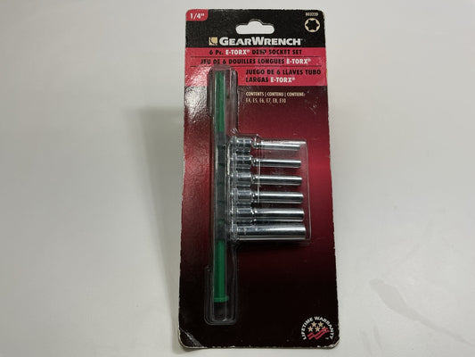 Gearwrench 80322D 6 Pc E-Torx Deep Socket Set 1/4'' Drive E4, E5, E6, E7, E8, E10
