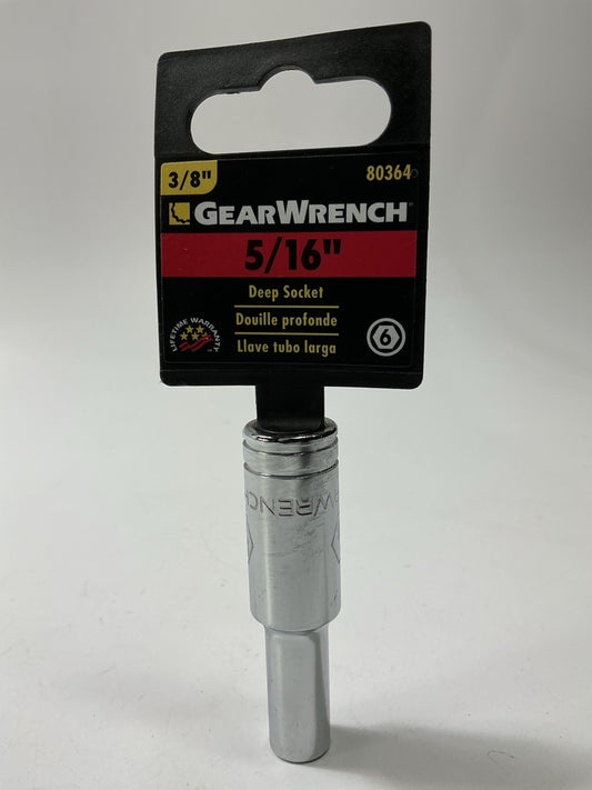 Gearwrench 80364 3/8'' Drive 6 Point Deep SAE Socket 5/16''
