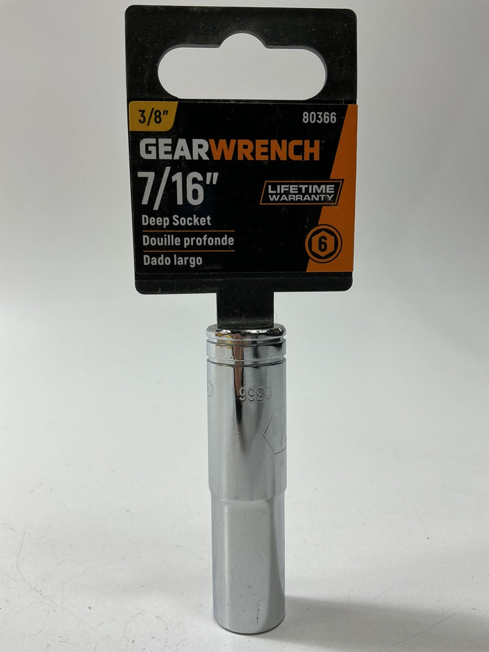 Gearwrench 80366 3/8'' Drive 6 Point Deep SAE Socket 7/16''