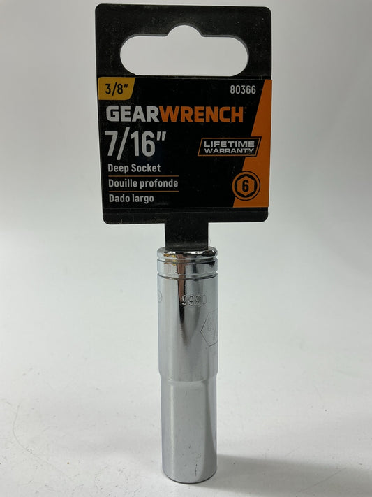 Gearwrench 80366 3/8'' Drive 6 Point Deep SAE Socket 7/16''