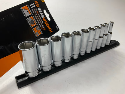 GEARWRENCH 80555 11 Piece 3/8'' Drive 6 Pt. Deep Socket Set, SAE 1/4''-7/8''