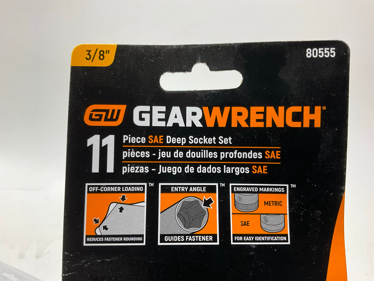 GEARWRENCH 80555 11 Piece 3/8'' Drive 6 Pt. Deep Socket Set, SAE 1/4''-7/8''