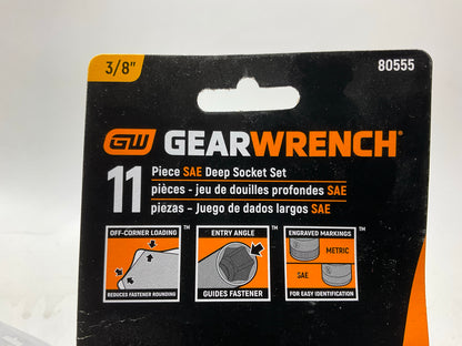 GEARWRENCH 80555 11 Piece 3/8'' Drive 6 Pt. Deep Socket Set, SAE 1/4''-7/8''