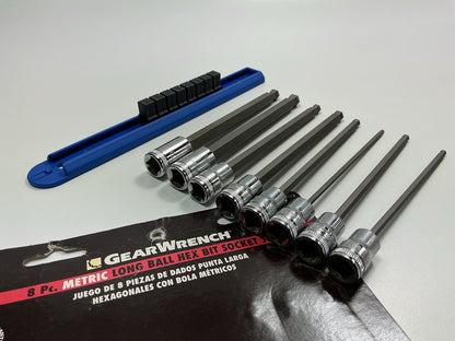 GearWrench 80573 8 Pc. 3/8'' Drive Long Ball End Hex Bit Metric Socket Set