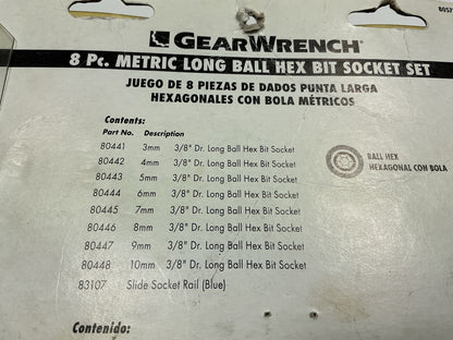 GearWrench 80573 8 Pc. 3/8'' Drive Long Ball End Hex Bit Metric Socket Set