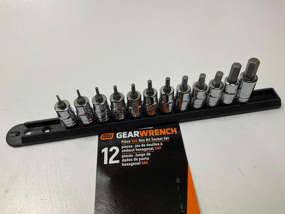 Gearwrench 80581 12 Piece 3/8'' Inch Drive SAE Hex Bit Socket Set 1/16''-3/8''