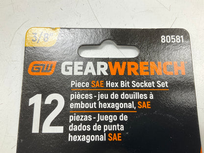 Gearwrench 80581 12 Piece 3/8'' Inch Drive SAE Hex Bit Socket Set 1/16''-3/8''