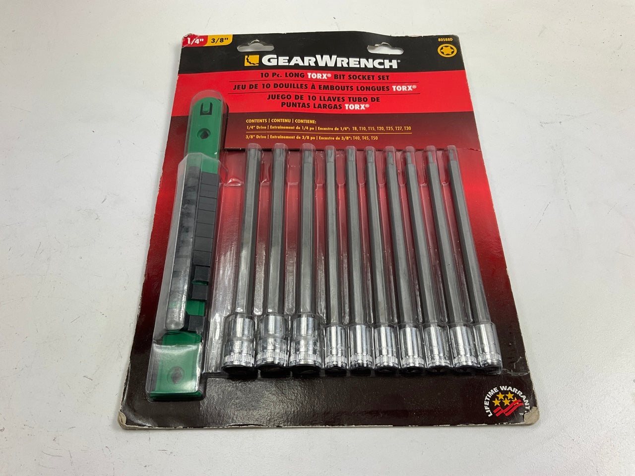 GEARWRENCH 80588D 10 Piece 1/4'' And 3/8'' Drive Long Torx Bit Socket Set
