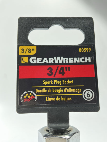 Gearwrench 80599 3/8'' Drive, 6 Point Spark Plug Socket 3/4''