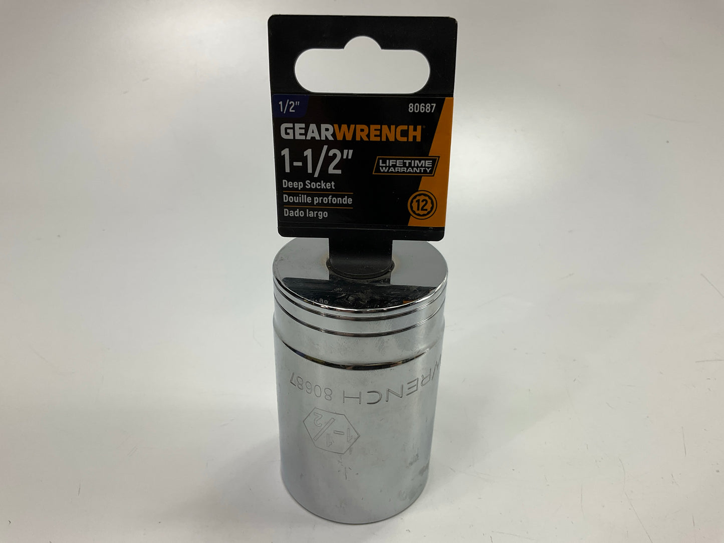 GearWrench 80687 1-1/2'' DEEP 12-Pt Socket, 1/2'' Drive