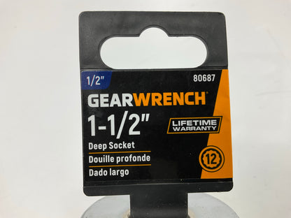 GearWrench 80687 1-1/2'' DEEP 12-Pt Socket, 1/2'' Drive