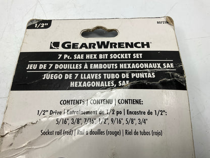 Gearwrench 80721N 7 Pc 1/2'' Drive SAE Hex Bit Socket Set - 5/16''-3/4''