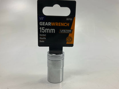 Gearwrench 80750 1/2'' Drive 12 Point Standard Metric Socket 15mm