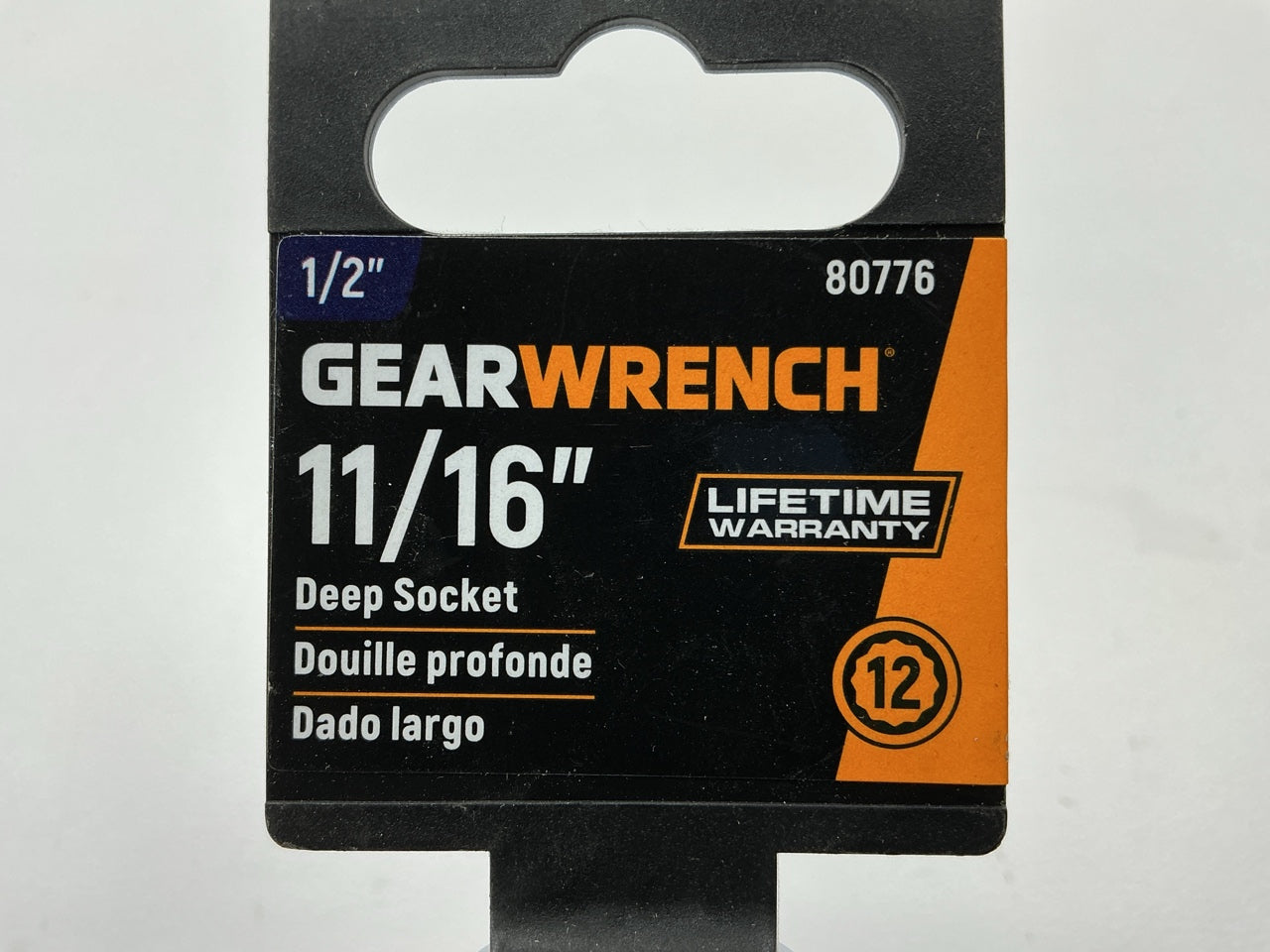 Gearwrench 80776 1/2'' Drive 12 Point Deep SAE Socket 11/16''