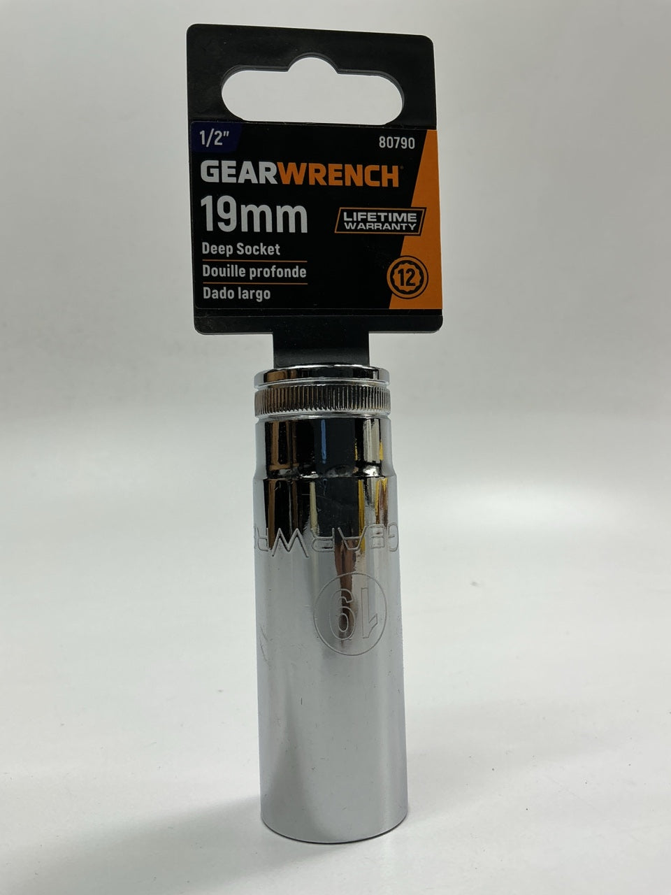 Gearwrench 80790 1/2'' Drive 12 Point Deep Metric Socket 19mm