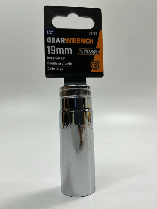 Gearwrench 80790 1/2'' Drive 12 Point Deep Metric Socket 19mm