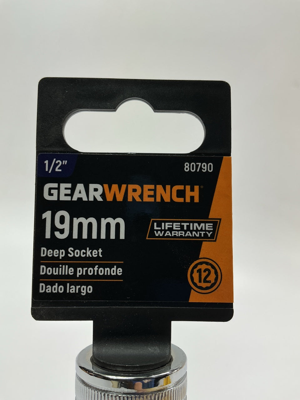 Gearwrench 80790 1/2'' Drive 12 Point Deep Metric Socket 19mm