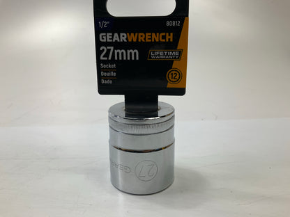 Gearwrench 80812 1/2'' Drive 12 Point Standard Metric Socket 27mm