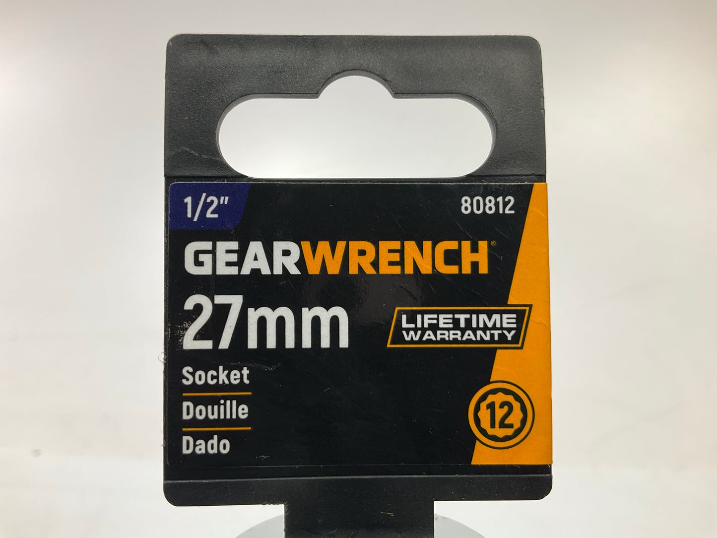 Gearwrench 80812 1/2'' Drive 12 Point Standard Metric Socket 27mm