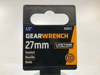 Gearwrench 80812 1/2'' Drive 12 Point Standard Metric Socket 27mm