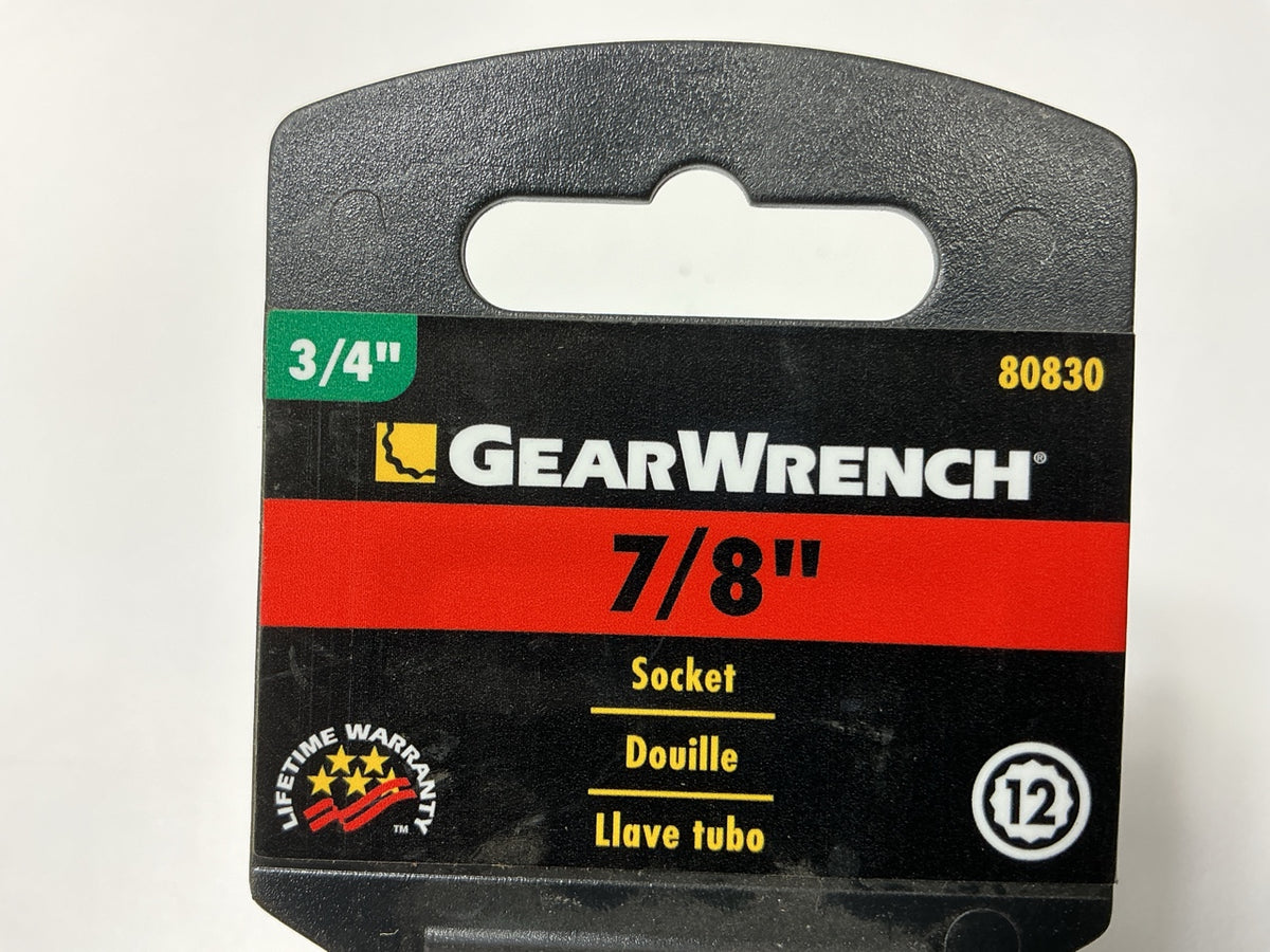 Gearwrench 80830 - 3/4'' Drive 7/8'' , 12 Pt. Standard Socket SAE