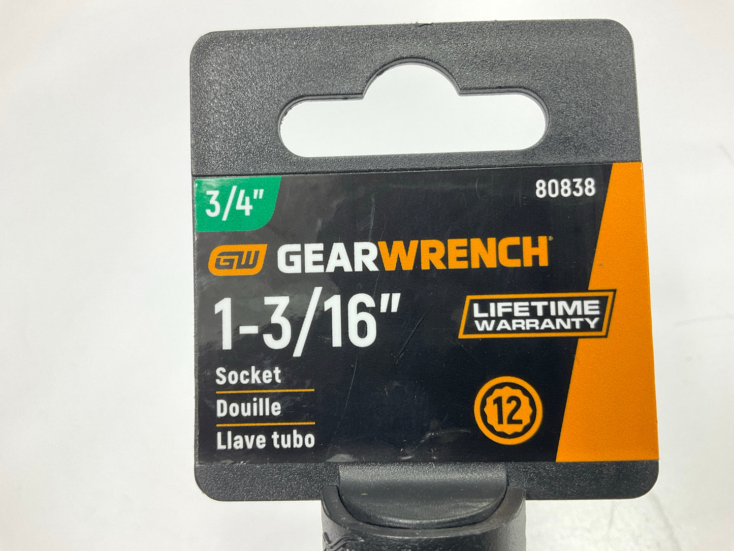 Gearwrench 80838 3/4'' Drive 12 Point Standard SAE Socket 1-3/16''