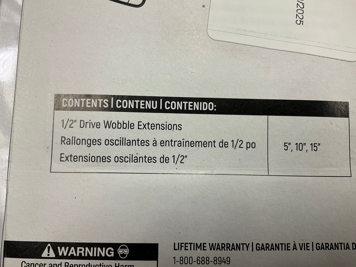 Gearwrench 81301 3 Piece 1/2'' Drive Wobble Extension Set 5'', 10'' & 15''